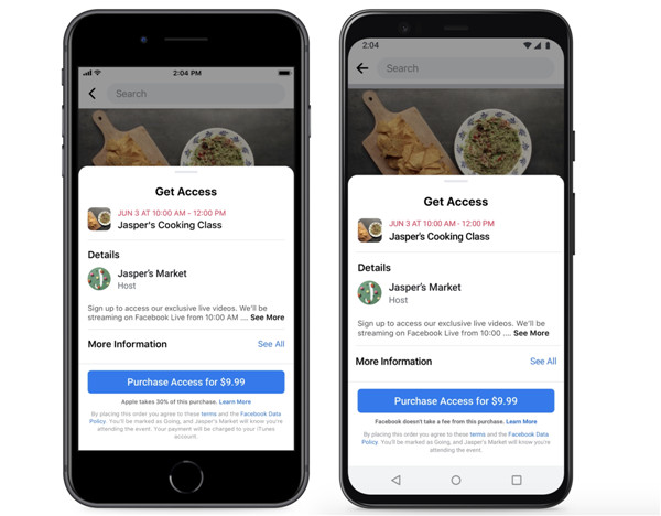 苹果停止对Facebook应用程序的更新|取消30％的销售“税”