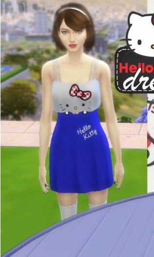 模拟人生4Hello Kitty蓝白小短裙MOD