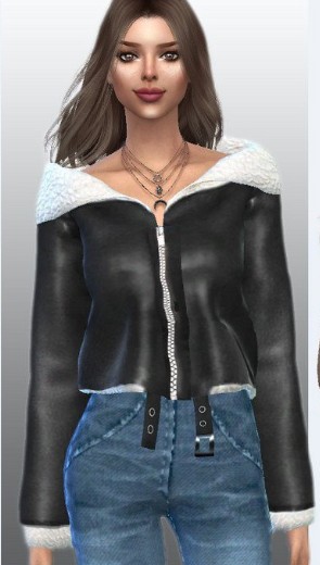 模拟人生4女性绒毛帅气皮衣MOD