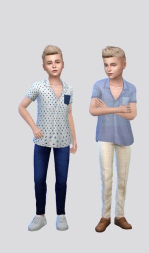 模拟人生4男孩休闲夏季衬衫MOD