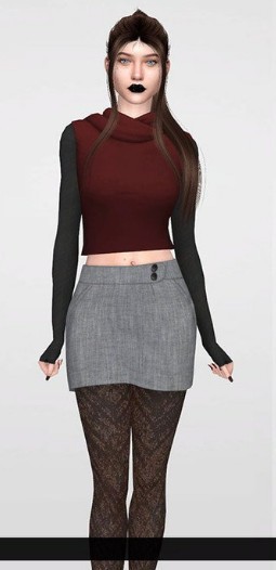 模拟人生4带纽扣的女性超短裙MOD