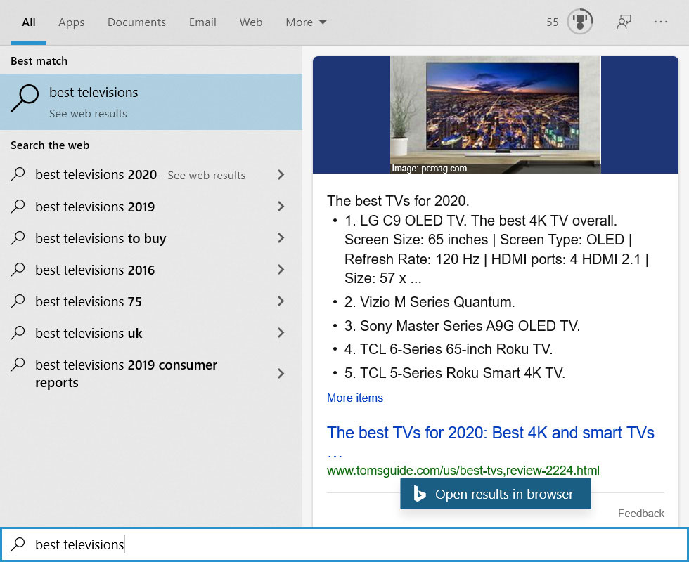 win10开始禁止bing必须搜索菜单