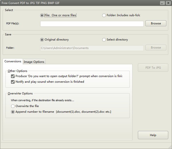 Free Convert PDF to JPG TIF PNG BMP GIF(PDF转图片)