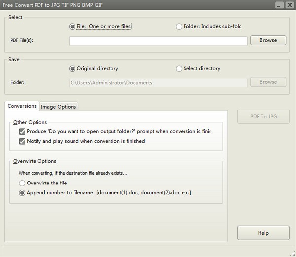 Free Convert PDF to JPG TIF PNG BMP GIF(PDF转图片)